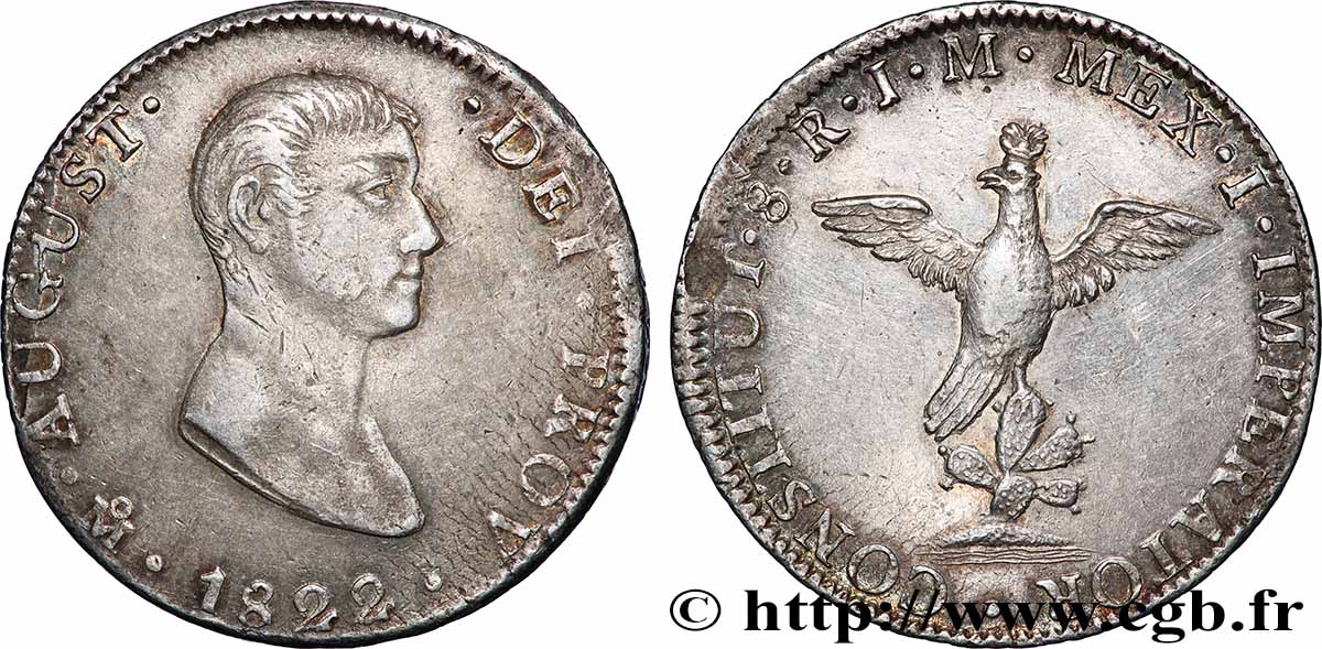 MEXIQUE - EMPIRE D&nbsp;AUGUSTIN Ier ITURBIDE 8 Reales 1822 Mexico TTB+ 