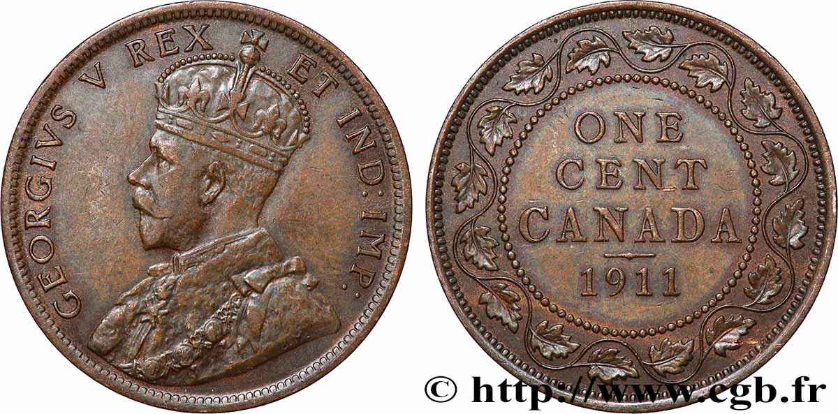 CANADA 1 Cent Georges V 1911  TTB+ 
