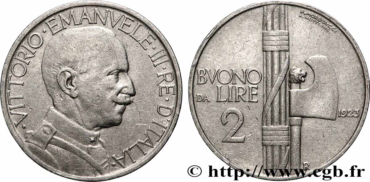 ITALY Bon pour 2 Lire (Buono da Lire 2) Victor Emmanuel III 1924 Rome XF 