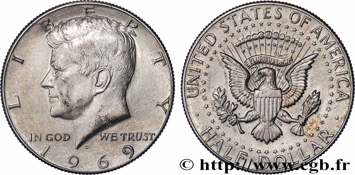 STATI UNITI D&nbsp;AMERICA 1/2 Dollar Kennedy 1969 Denver q.SPL 