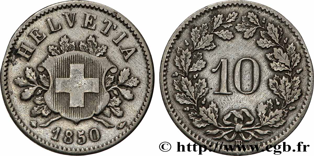 SCHWEIZ 10 Centimes (Rappen) croix suisse 1850 Strasbourg - BB SS 