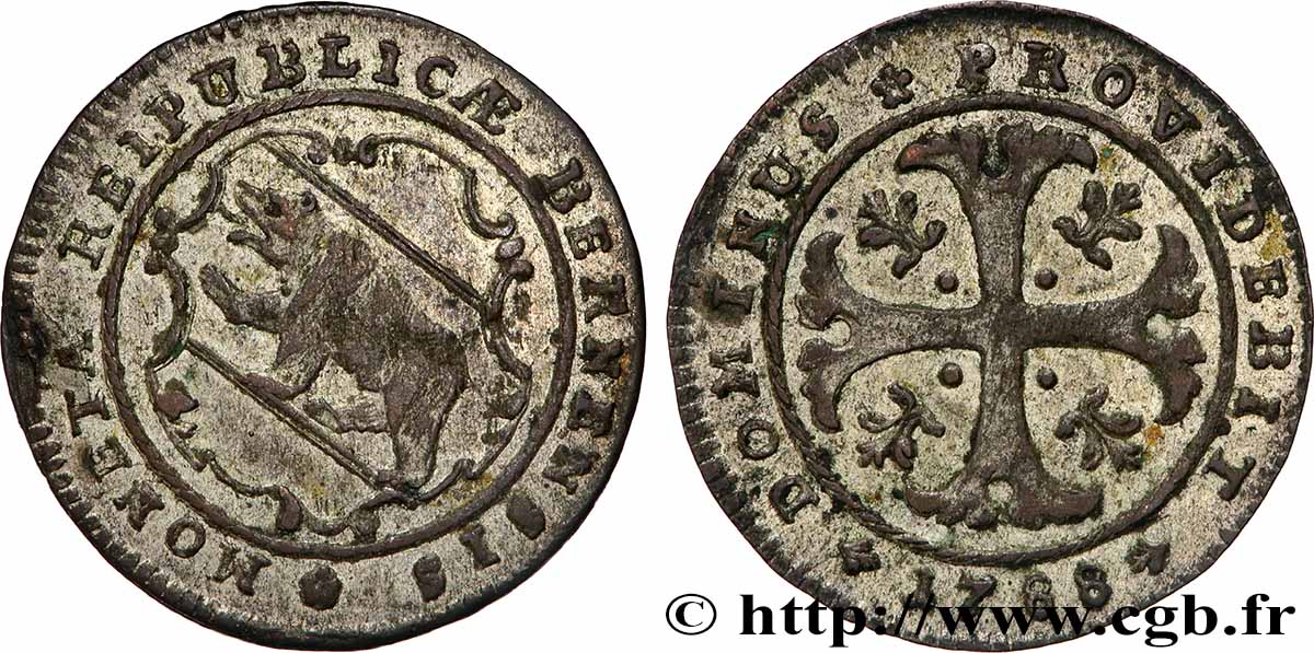 SUISSE - CANTON DE BERNE 1/2 Batzen 1788  TTB+ 