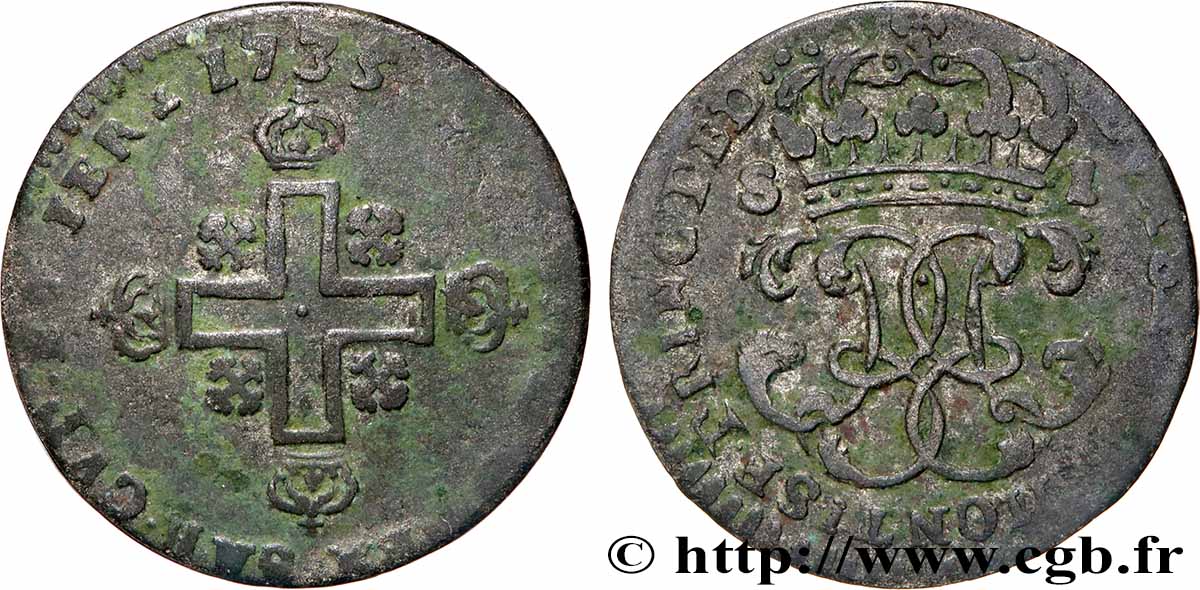 SAVOIE - DUCHÉ DE SAVOIE - CHARLES-EMMANUEL III Sol, 1er type (soldo) 1735 Turin TB+ 