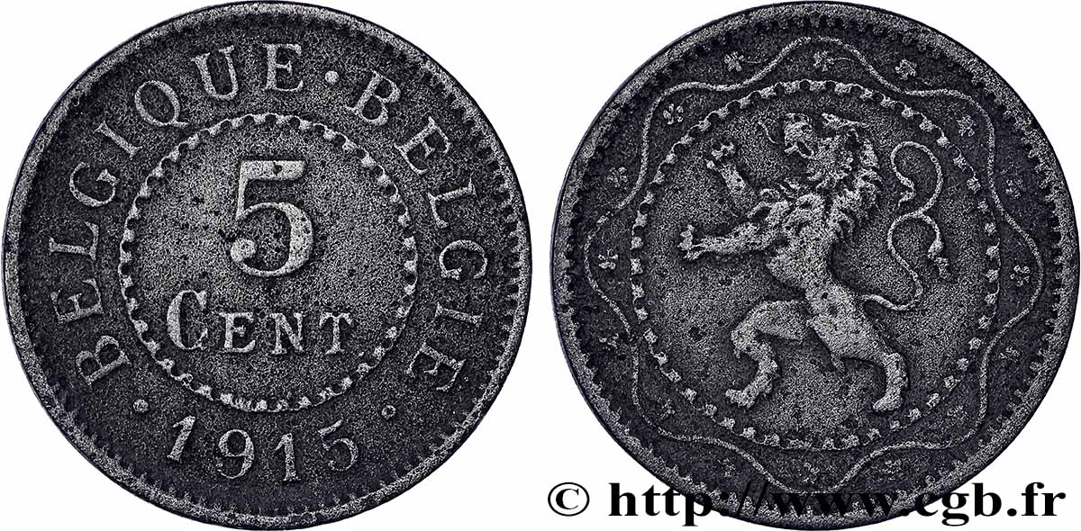 BELGIUM 5 Centimes 1915 Bruxelles XF 