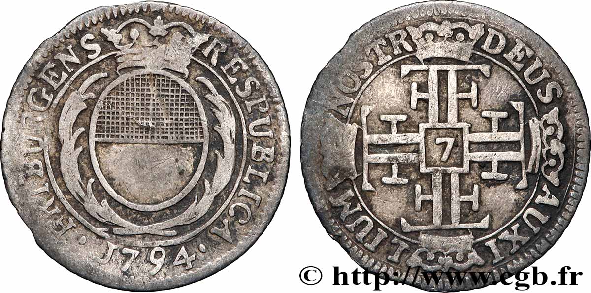 SUISSE - CANTON DE FRIBOURG 7 Kreuzer - canton de Fribourg 1793  TB+ 