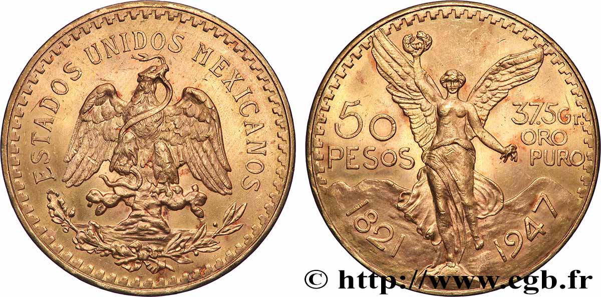 GOLD-, PALLADIUM- UND PLATIN-INVESTITIONEN 50 Pesos or 1947 Mexico fST 