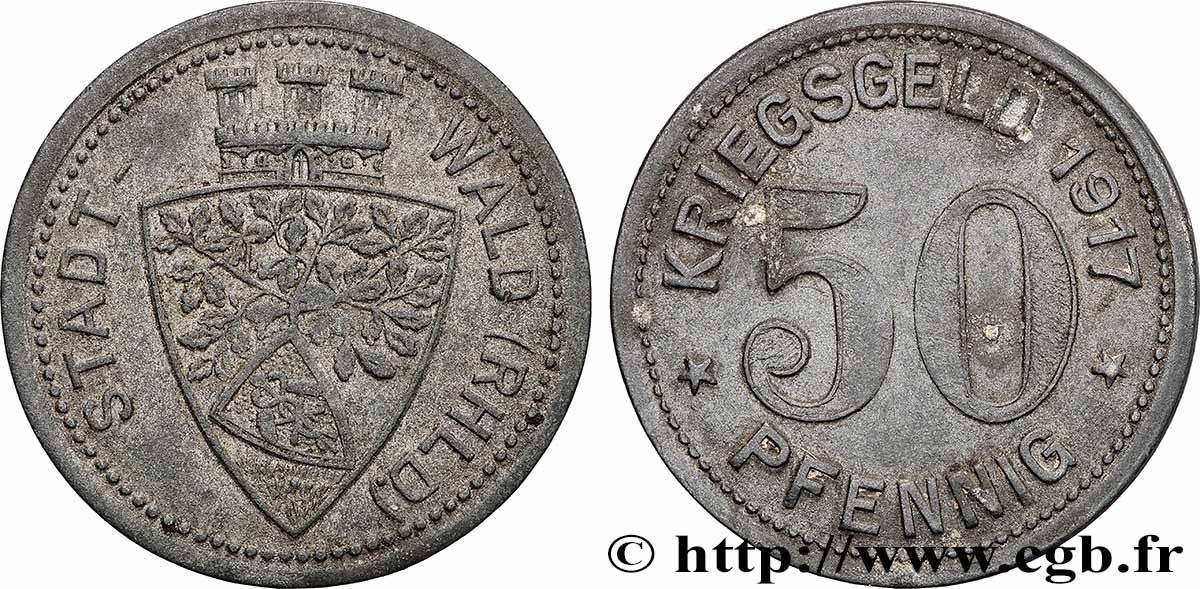 GERMANY - Notgeld 50 Pfennig Wald (Rhénanie) 1917  XF 