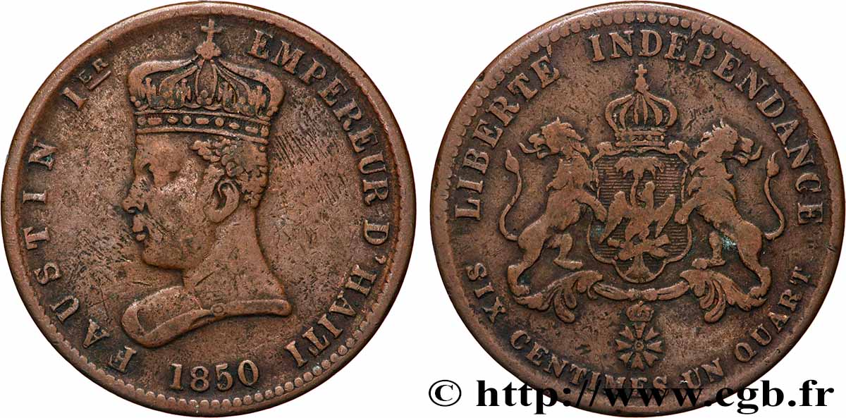 HAÏTI 6 Centimes 1/4 Empereur Faustin Ier 1850  TB+ 