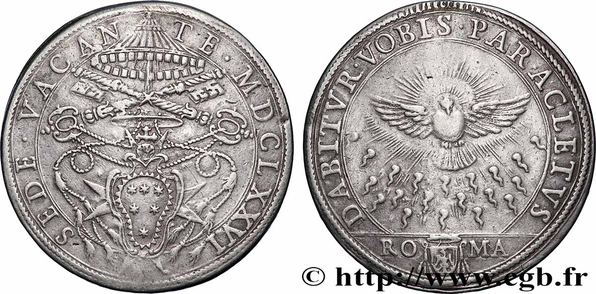 ITALIE - SIÈGE VACANT Piastre 1676 Rome TTB 