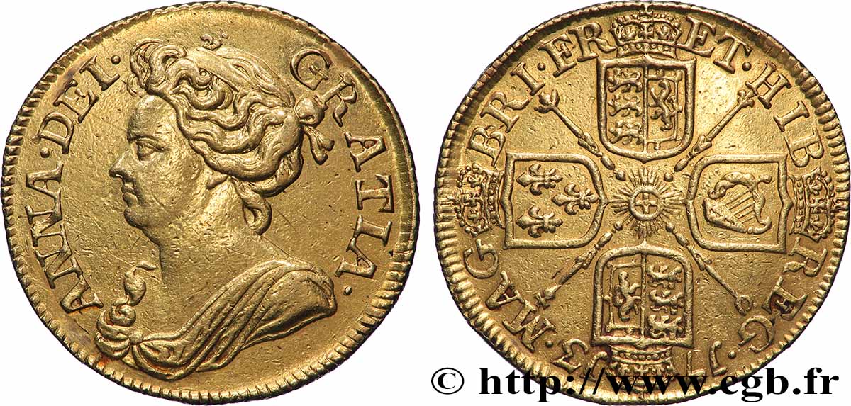 GRANDE-BRETAGNE - ANNE Guinée, 3e buste 1713 Londres TTB 