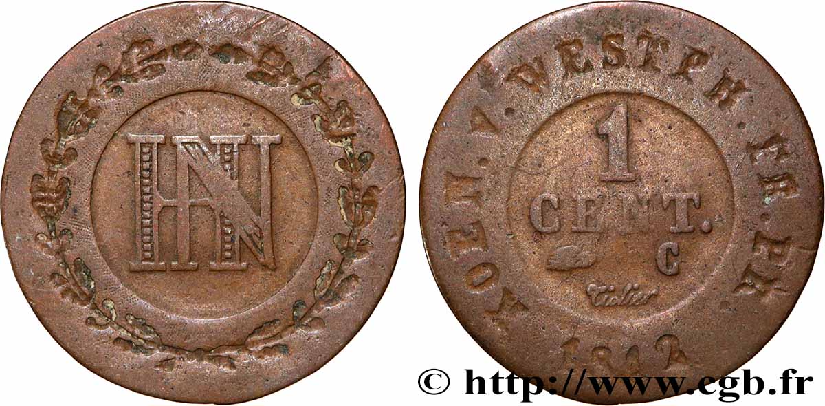 ALLEMAGNE - ROYAUME DE WESTPHALIE 1 Centime 1812 Cassel TB+ 