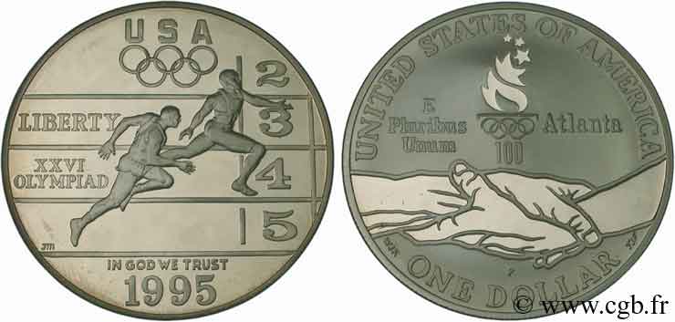 UNITED STATES OF AMERICA 1 Dollar BE J.O. d’Atlanta, course à pieds 1995 Philadelphie - P MS 