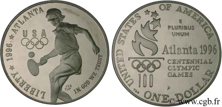 UNITED STATES OF AMERICA 1 Dollar BE J.O. d’Atlanta, tennis 1995 Philadelphie - P MS 