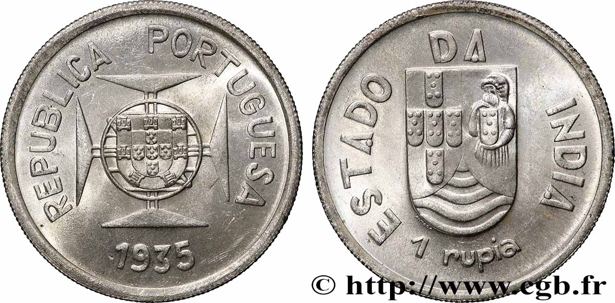 INDIA PORTUGUESA 1 Rupia République Portugaise 1935  EBC 