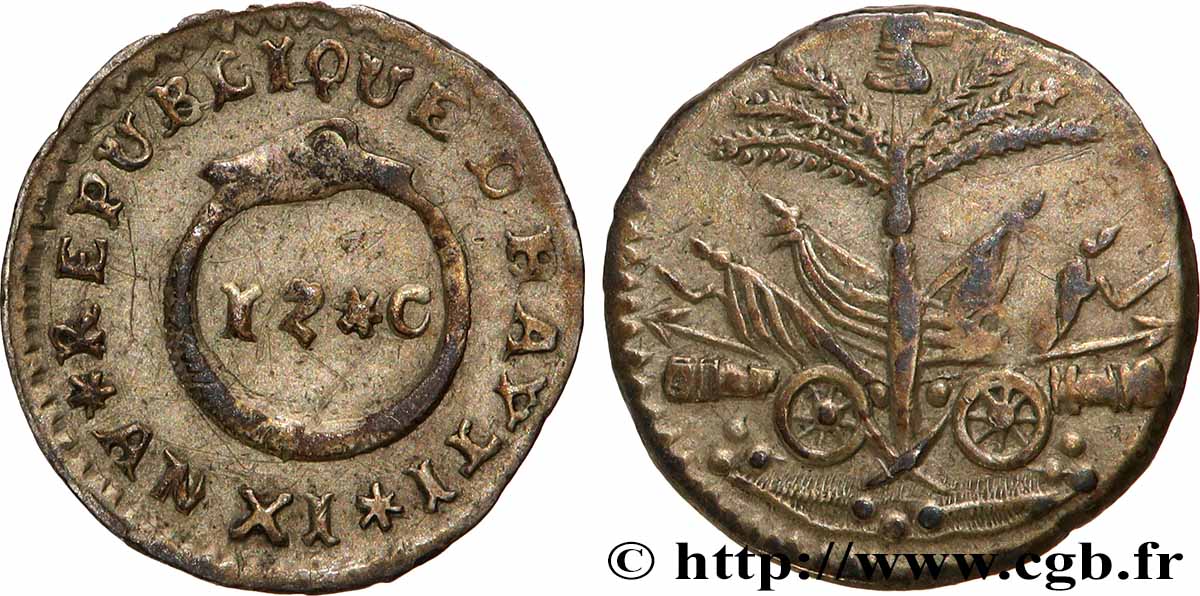 HAITI 12 Centimes an 11 (1814)  XF 