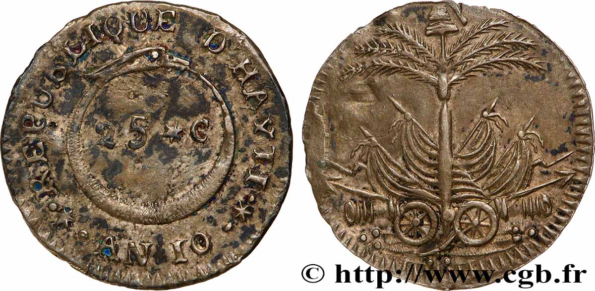 HAITI 25 Centimes an 10 (1816)  XF 