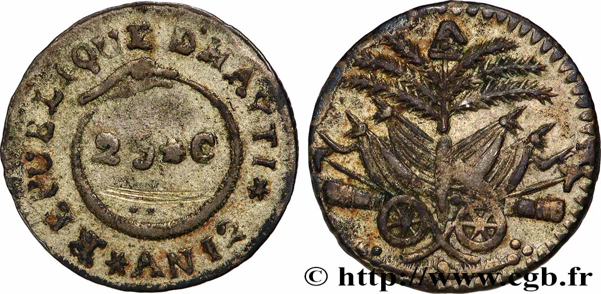 HAITI 25 Centimes an 12 1815  XF 