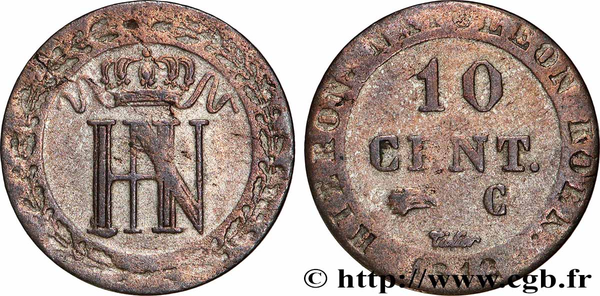 ALLEMAGNE - ROYAUME DE WESTPHALIE - JÉRÔME NAPOLÉON 10 Cent. monogramme de Jérôme Napoléon 1812 Cassel TB+ 
