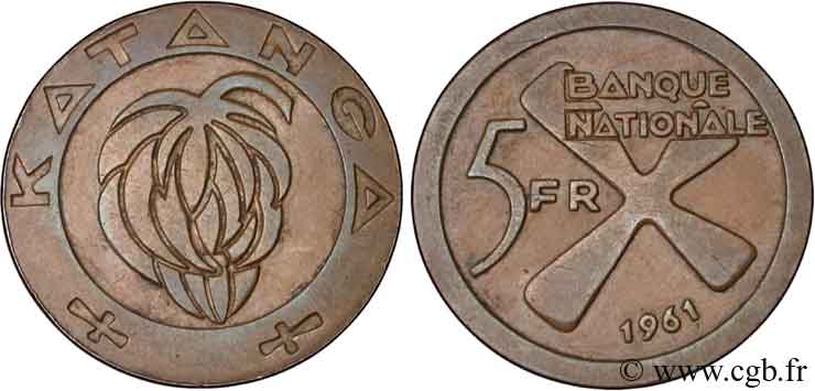 KATANGA 5 Francs 1961  SPL 
