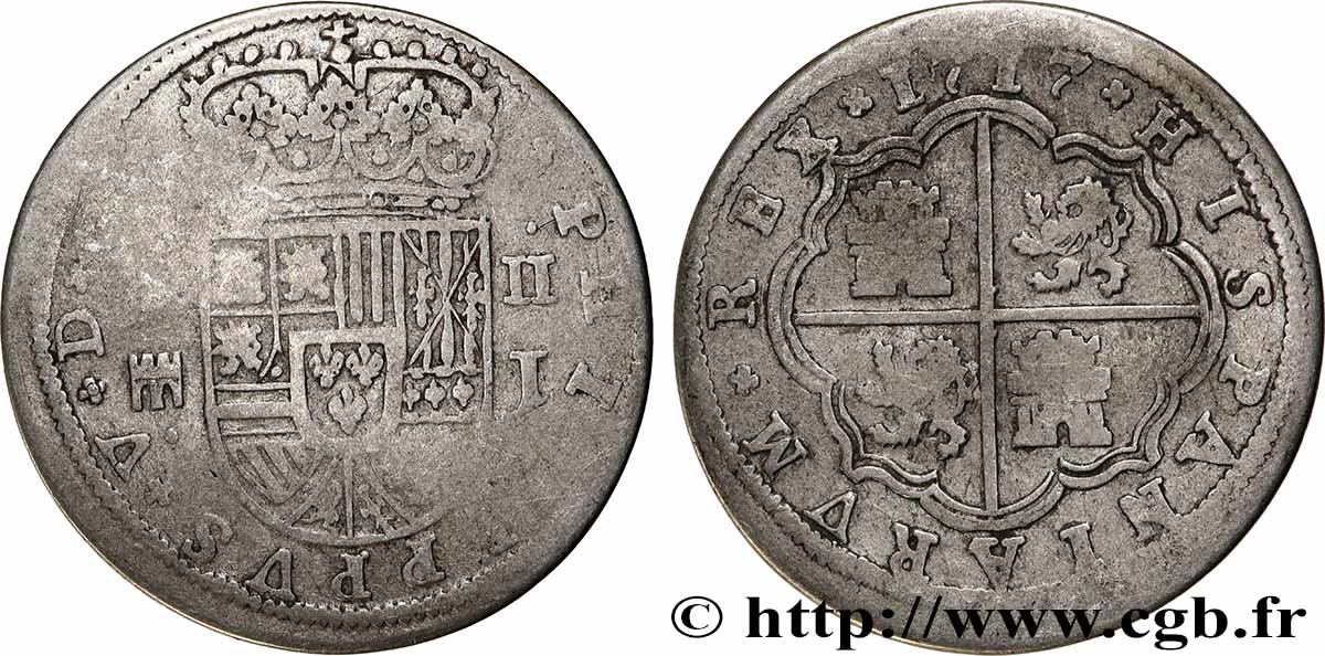 ESPAGNE 2 Reales frappe au nom de Philippe V 1717 Ségovie TB+ 