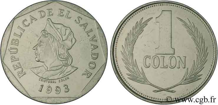 EL SALVADOR 1 Colon Christophe Colomb 1993 British Royal Mint MS 