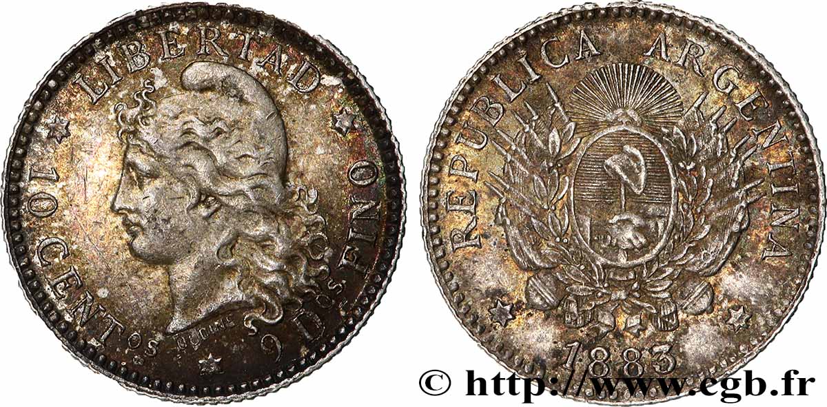 ARGENTINE 10 Centavos 1883  SUP 