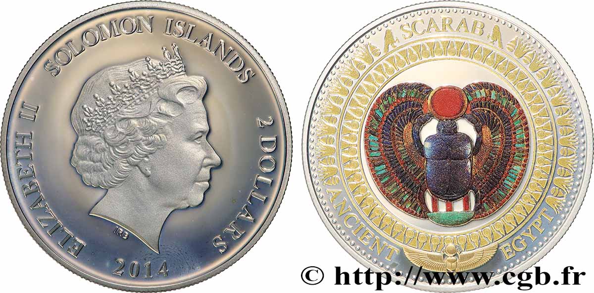 SOLOMON ISLANDS 2 Dollar Proof SCARABÉE 2014  MS 