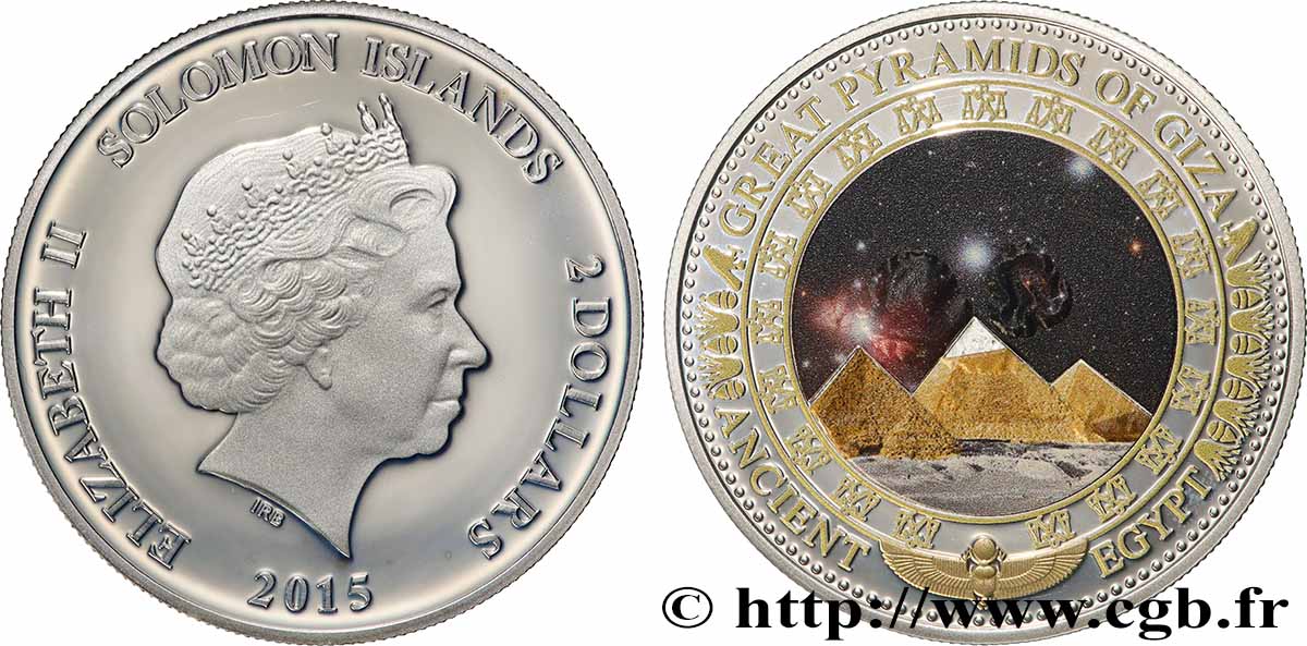 SOLOMON ISLANDS 2 Dollar Proof Pyramides de Gizeh 2015  MS 