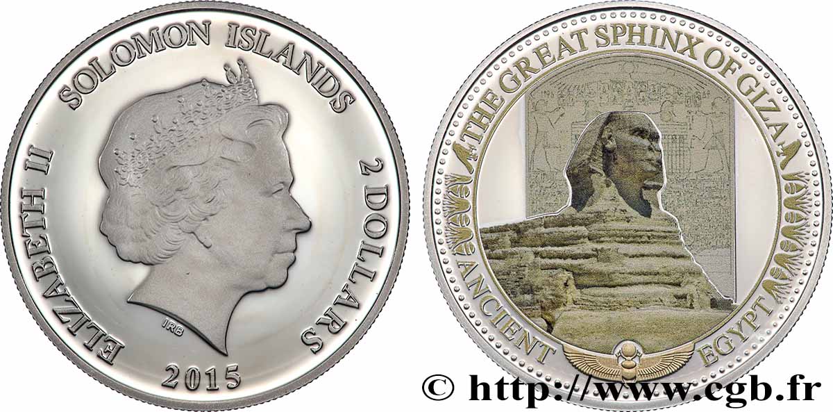 SOLOMON ISLANDS 2 Dollar Proof Sphinx de Gizeh 2015  MS 