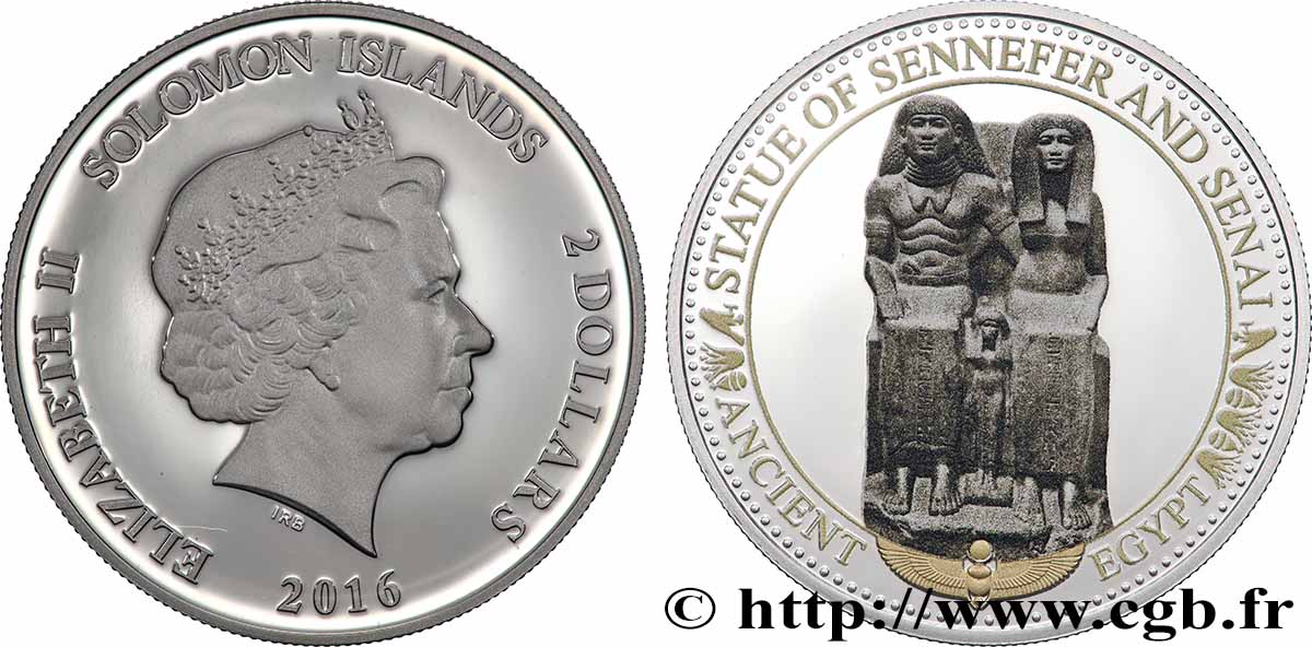 ÎLES SALOMON 2 Dollar Proof Statues de Sennefer et Sentnay 2016  SPL 