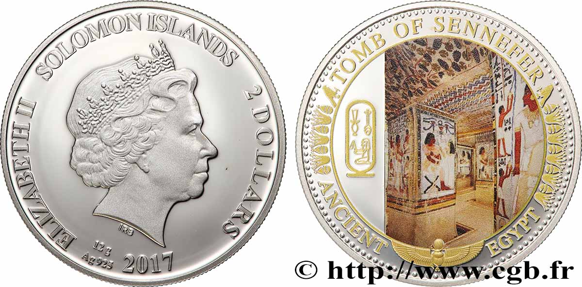 ÎLES SALOMON 2 Dollar Proof Tombe de Sennefer 2017  SPL 