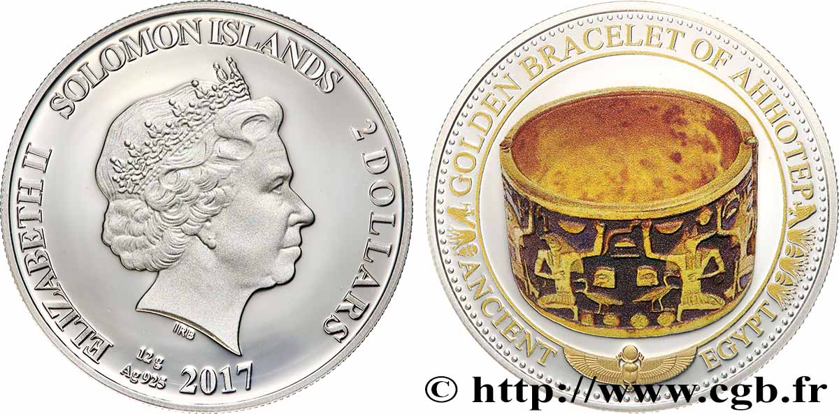 ISLAS SOLOMóN 2 Dollar Proof Bracelet en or d’Iâhhotep Ier 2017  SC 