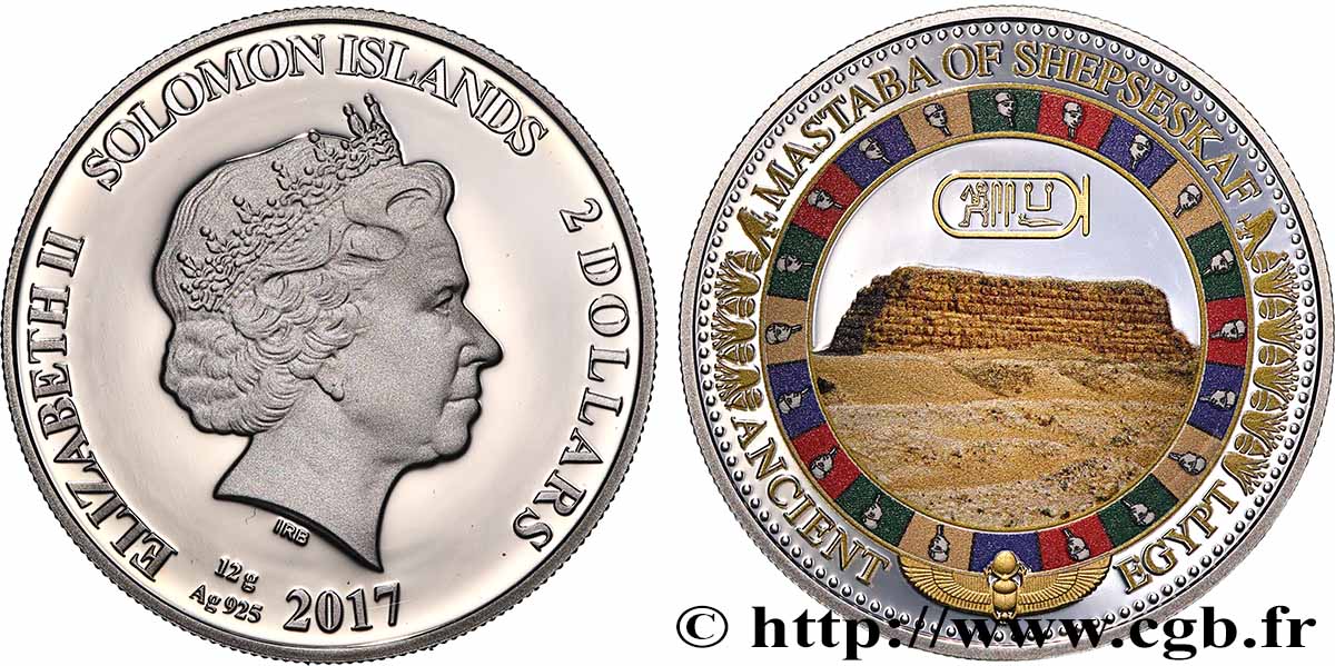 SOLOMON-INSELN 2 Dollar Proof Mastaba de Chepseskaf 2017  fST 