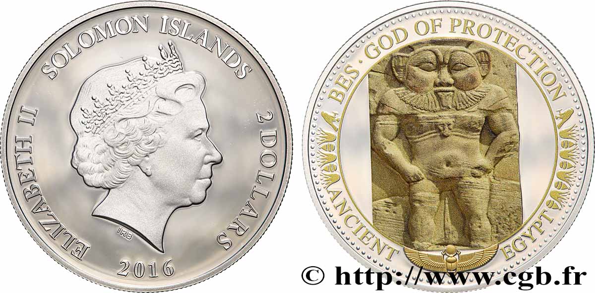 ÎLES SALOMON 2 Dollar Proof Bès, dieu protecteur égyptien 2016  SPL 