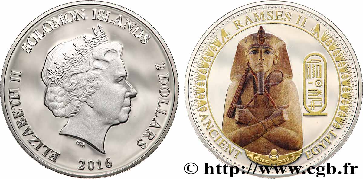 SOLOMON ISLANDS 2 Dollar Proof Ramsès II 2016  MS 
