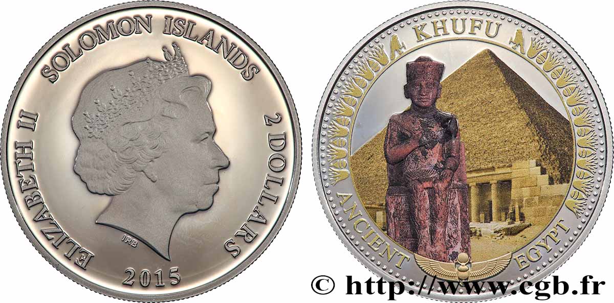 ISLAS SOLOMóN 2 Dollar Proof Khoufou, Pharaon antique 2015  SC 