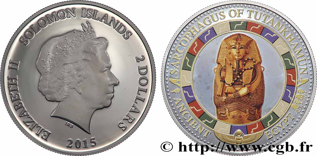 ÎLES SALOMON 2 Dollar Proof Sarcophage de Toutankhamon 2015  SPL 