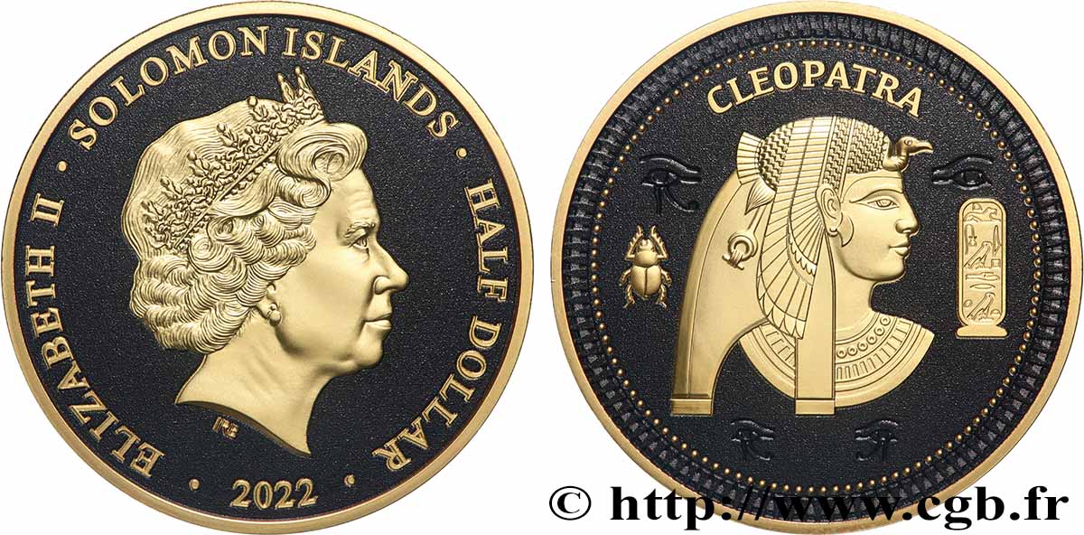 ÎLES SALOMON 1/2 Dollar Prooflike Cléopatre  2022  FDC 