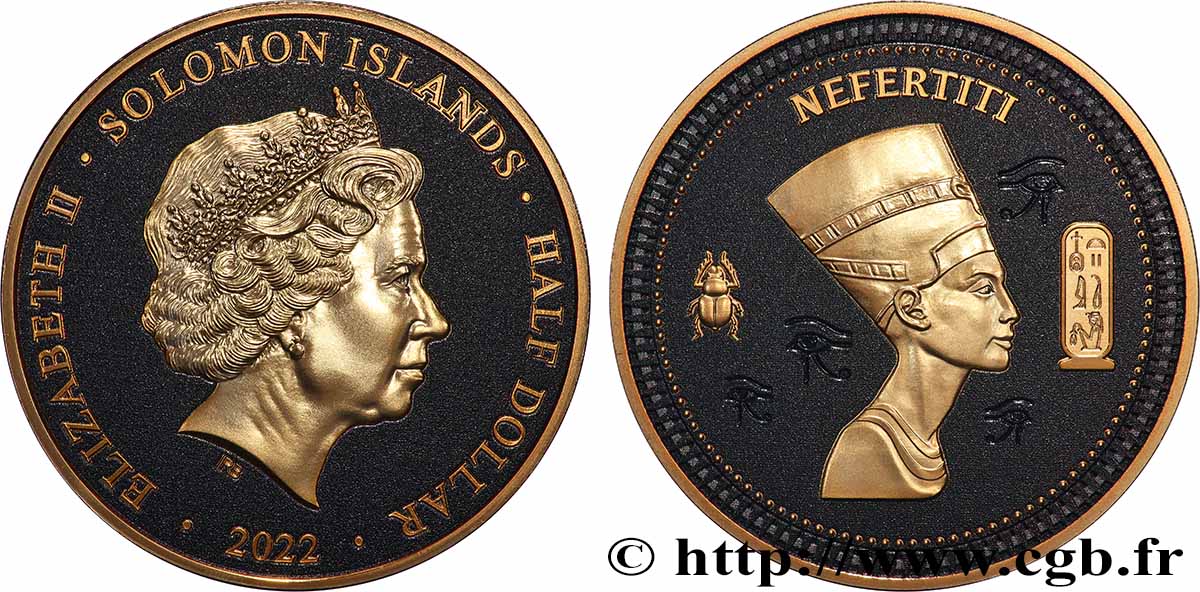 SOLOMON-INSELN 1/2 Dollar Prooflike Nefertiti 2022  ST 