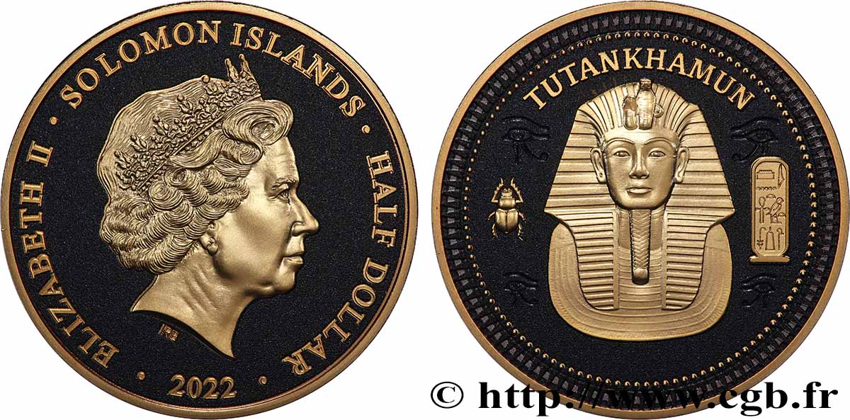 SOLOMON ISLANDS 1/2 Dollar Prooflike Toutankhamon 2022  MS 