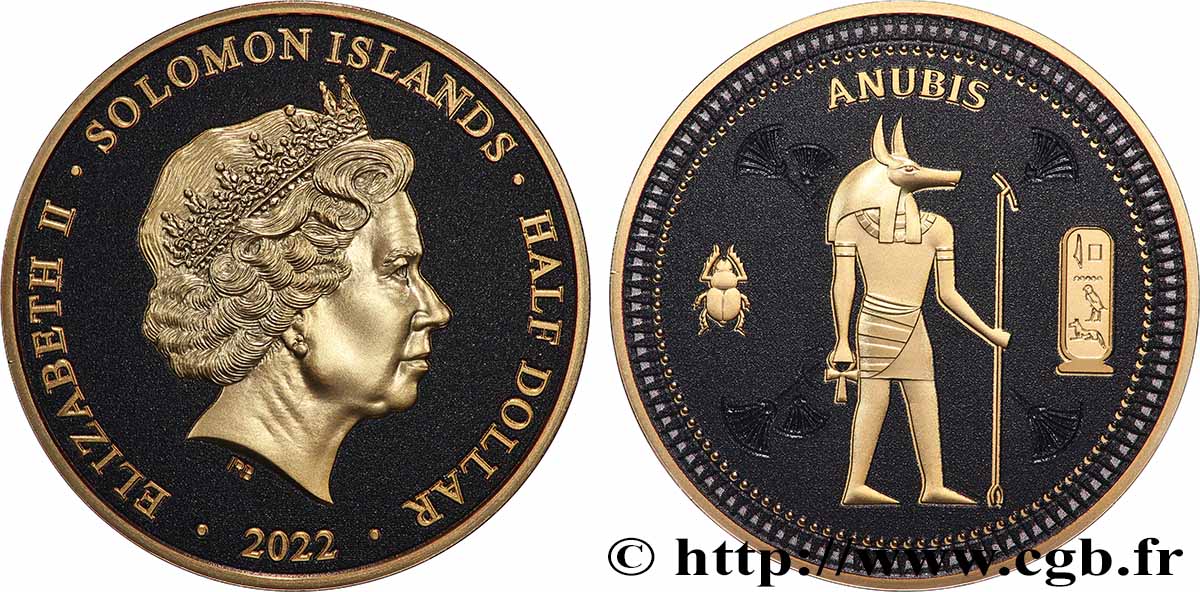 ÎLES SALOMON 1/2 Dollar Prooflike Anubis 2022  FDC 