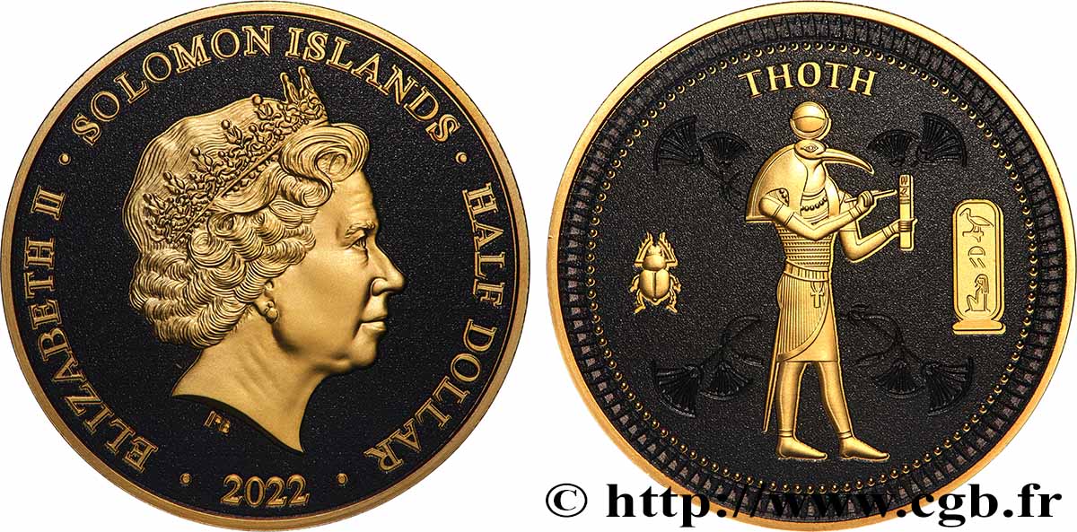 ÎLES SALOMON 1/2 Dollar Prooflike Thot 2022  FDC 