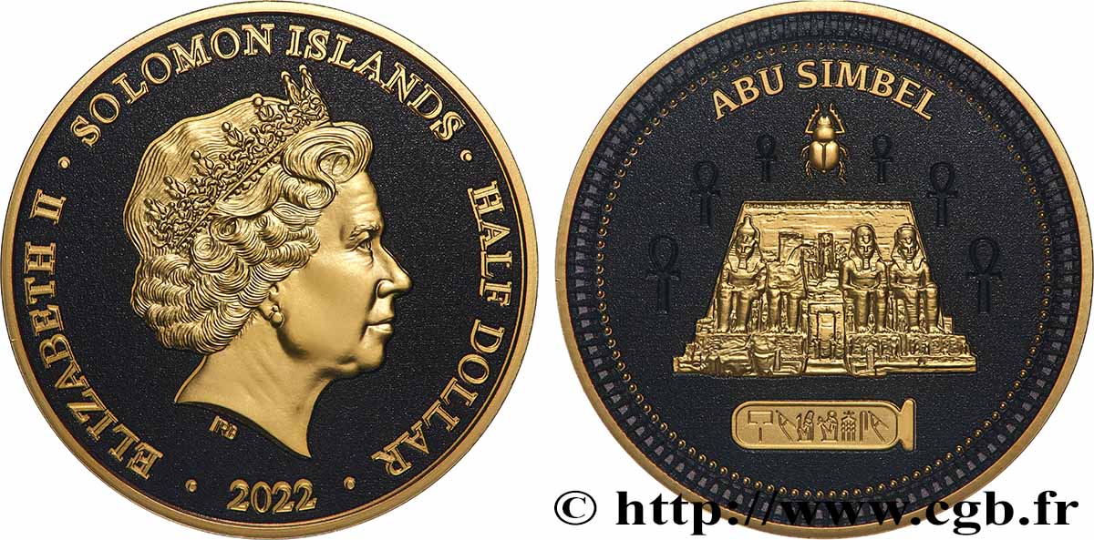 ÎLES SALOMON 1/2 Dollar Prooflike Abou Simbel 2022  FDC 