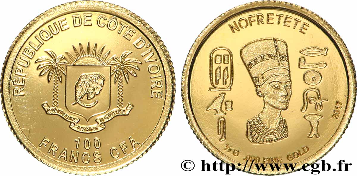 COSTA DE MARFIL 100 Francs CFA Proof Nefertiti 2017  FDC 