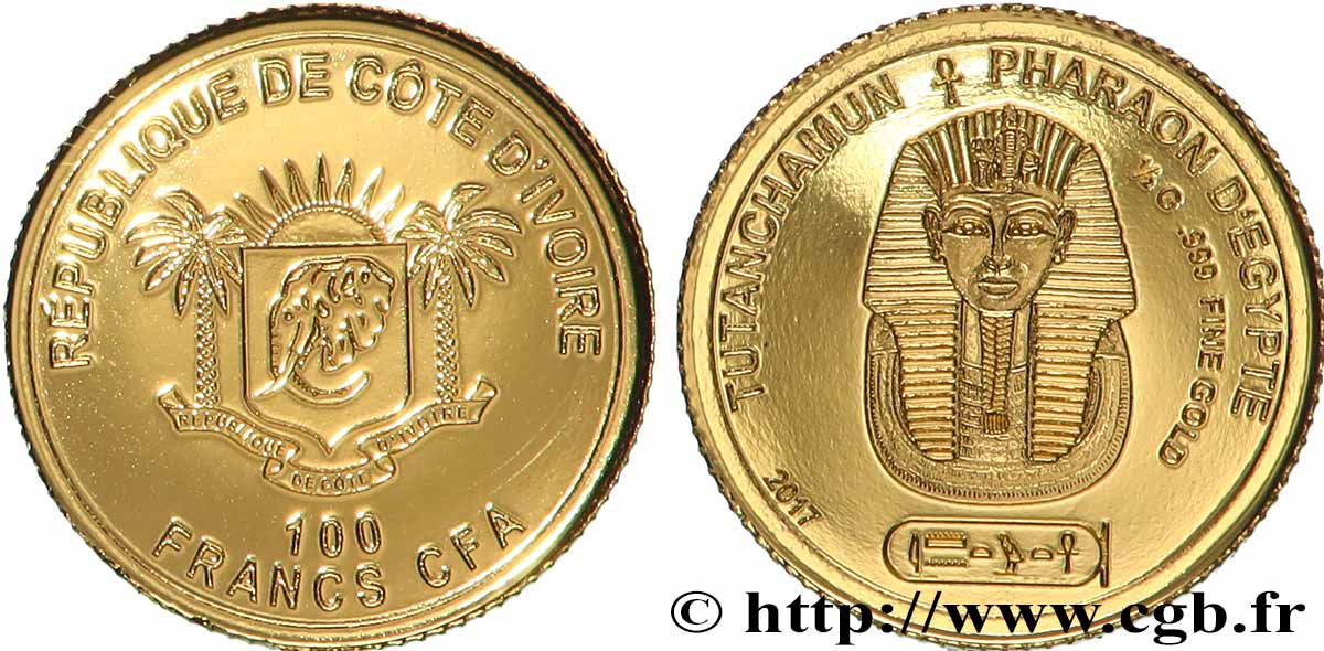 CÔTE D&nbsp;IVOIRE 100 Francs CFA Proof Toutankhamon 2017  FDC 