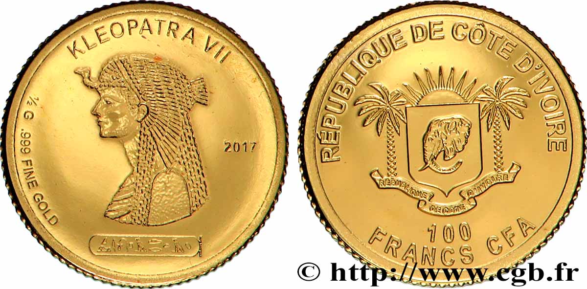 COSTA DE MARFIL 100 Francs CFA Proof Cléopatre 2017  FDC 