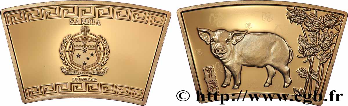 SAMOA 1/2 Dollar Proof-like Année du Cochon n.d.  ST 