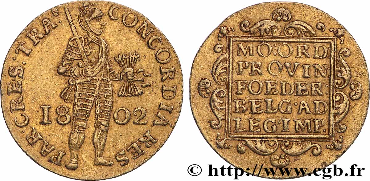 PAYS-BAS - RÉPUBLIQUE BATAVE Ducat d&nbsp;or au chevalier, 1er type 1800 Utrecht TTB 