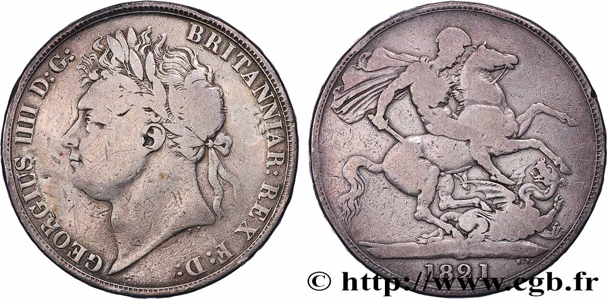 GREAT BRITAIN - GEORGE IV 1 Crown  1821  VF 