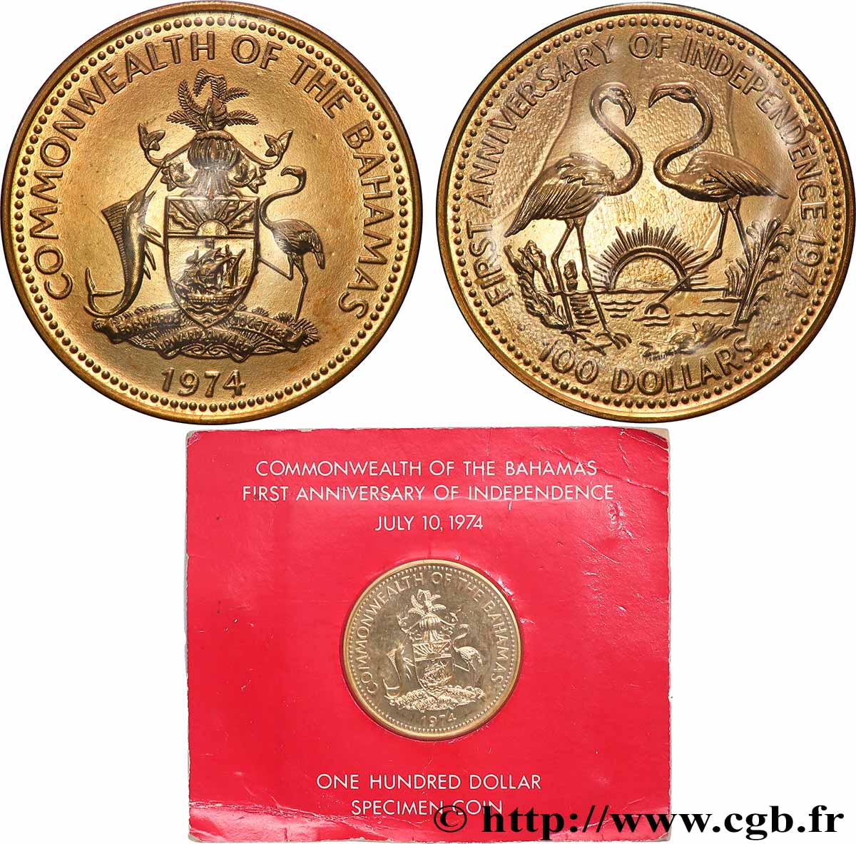 BAHAMAS 100 Dollars Anniversaire de l’indépendance 1974 Paris MS 
